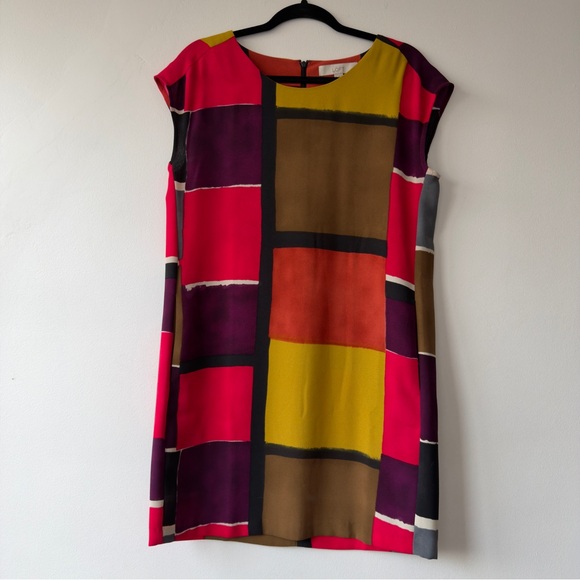 LOFT Dresses & Skirts - Colorblock Shift Dress in Pink, Yellow & Brown Loft